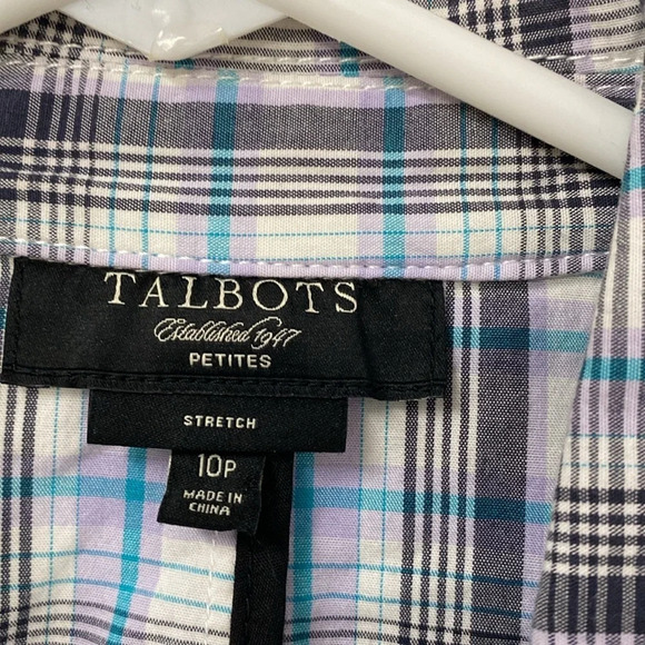 Talbots Petites Multi Color Plaid Stretch‎ Career Women’s Blazer Size 10P - Picture 4 of 10